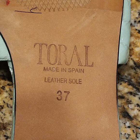 Toral TL-12618-Cuero Slippers Croc Leather Slides Flats Sandals Sage Womens 6.5 - Picture 4 of 6